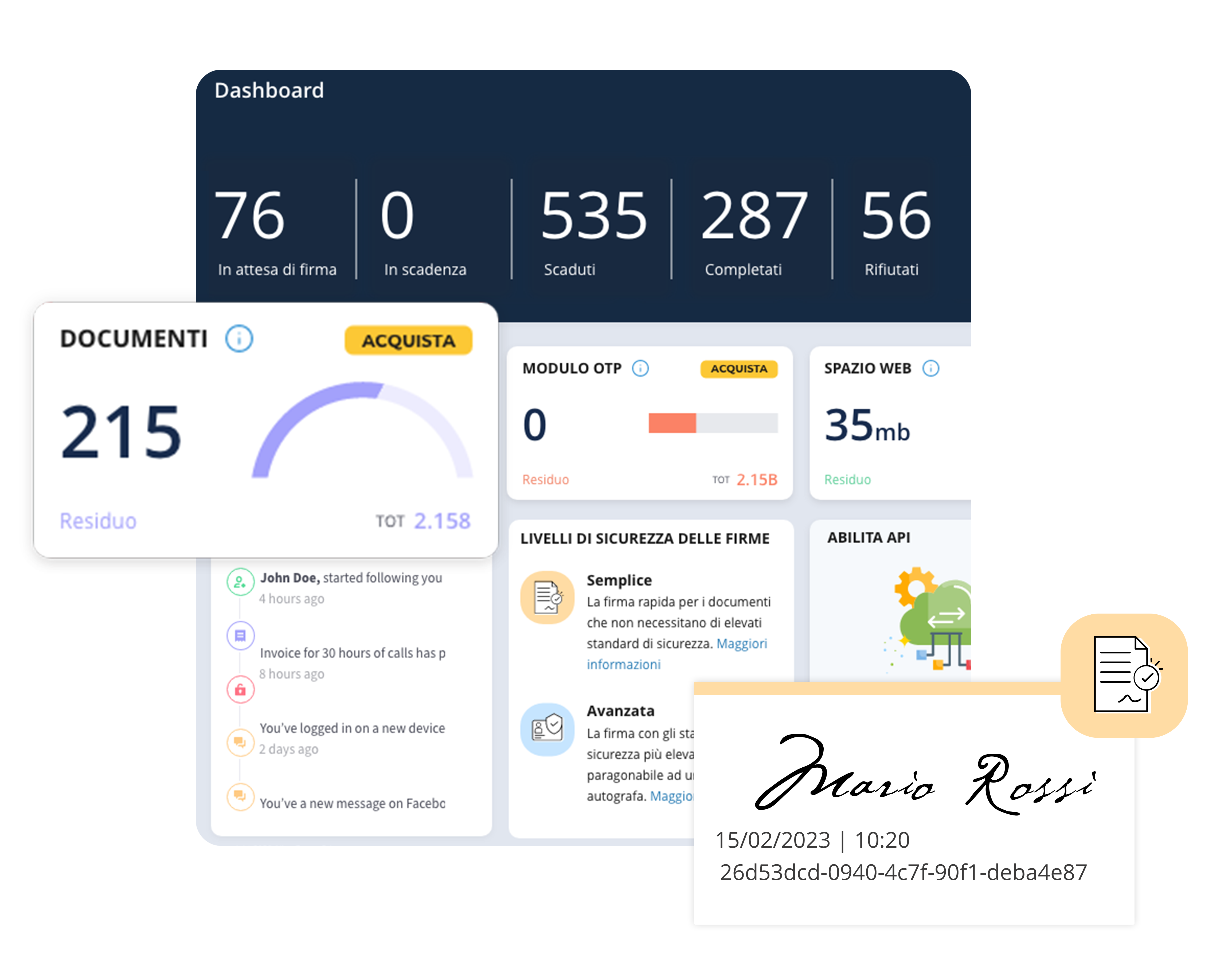 sifirma_lp2025-pg Anteprima pagine Sifirma, dashboard ed esempio di firma